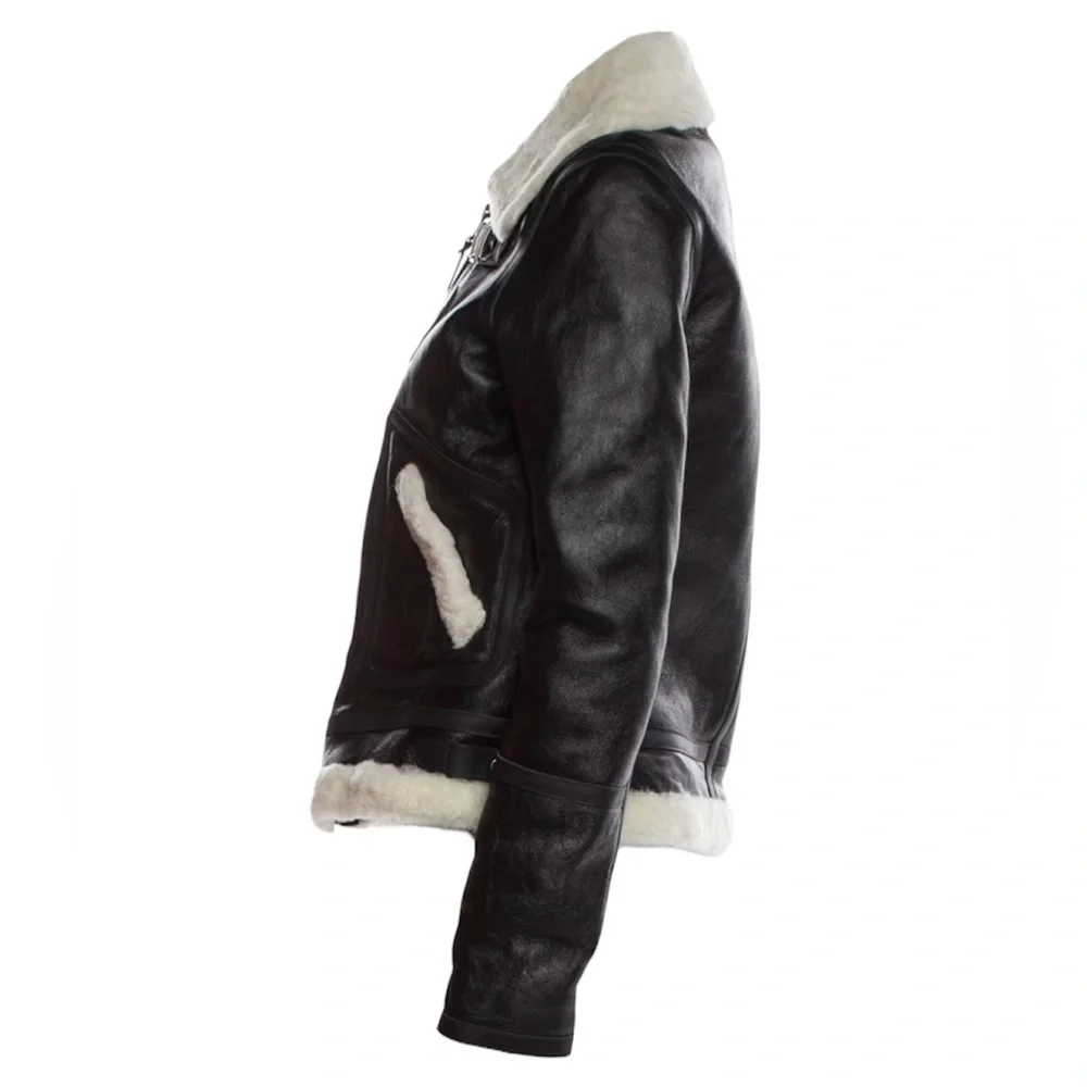 Coach Black Leather & Shearling Jacket NWT - Picture 2 of 5